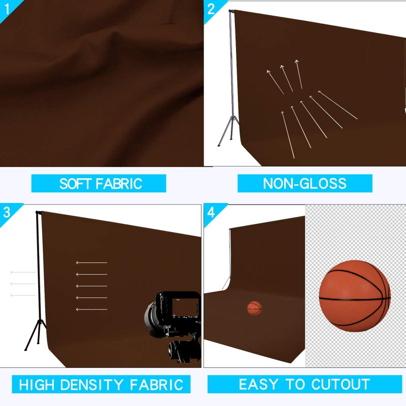 ISSUNTEX 10X20 ft/3X6 Meters Brown Background Photo Backdrop, Photo Studio, Collapsible High Density Screen for Video Photography and Television - Image 3